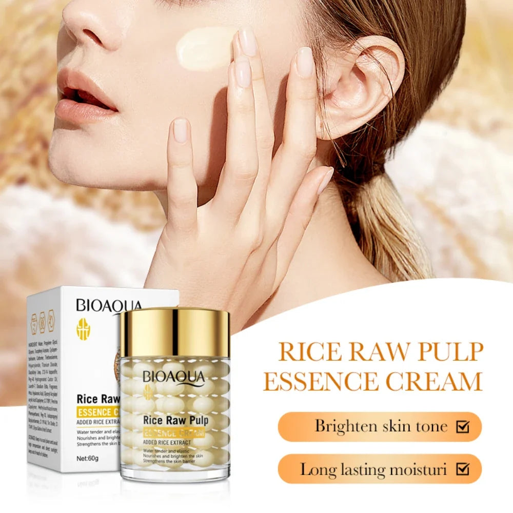 BIOAOUA Rice Moisturizing Essence Cream – Brightening & Hydrating Face Essence Cream Qme