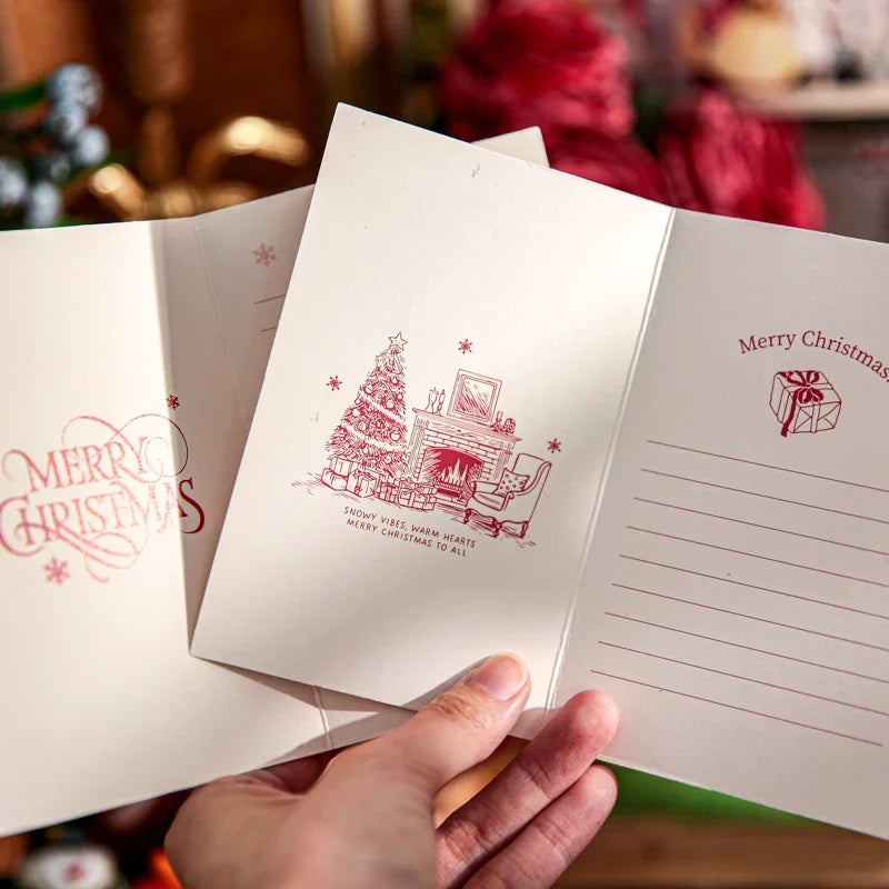 Christmas Greeting Card Single Sheet | Holiday Xmas Gift Wrap Christmas Greeting Card Qme