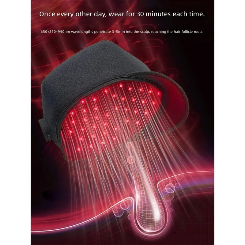 125-LED Red Light Therapy Cap 660nm 850nm Near-Infrared Scalp LED Scalp Therapy Cap Qst