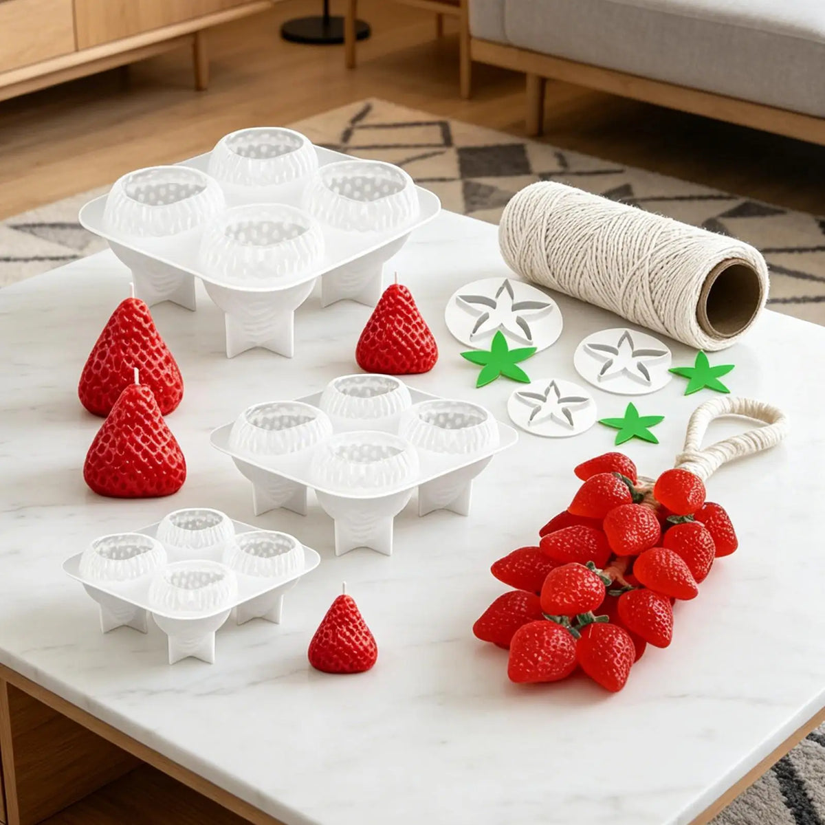 3D Strawberry Silicone Mold – Candle, Cake & Resin Craft Silicone Craft Mold Qme
