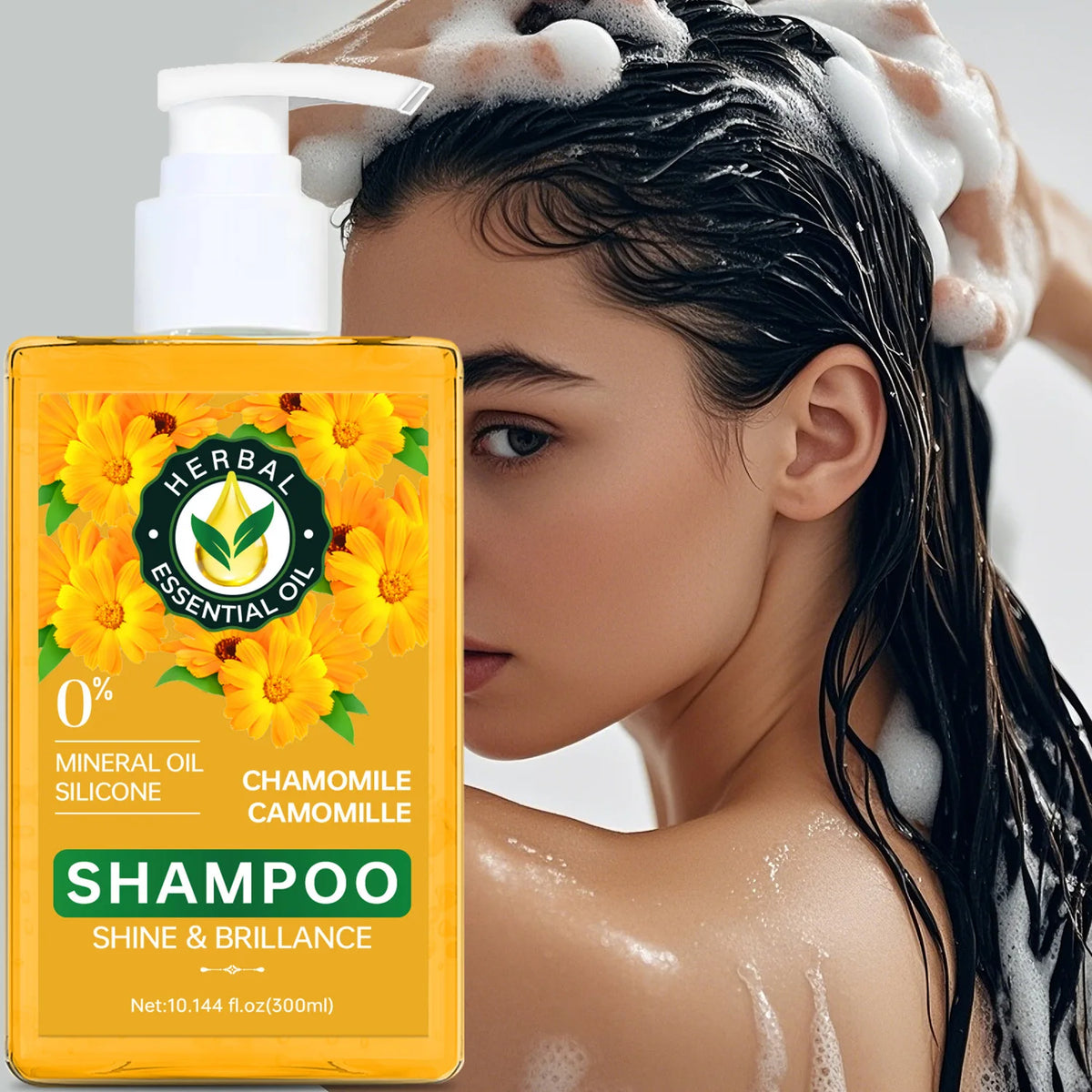 Herbal Essential Oil Shampoo – Chamomile, Aloe & Passion Fruit 300ml Herbal Hair Shampoo Qst