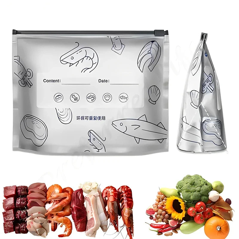 Foil Self-Sealing Fresh-Keeping Bags | Fridge & Freezer Safe Food Storage Bags Qme