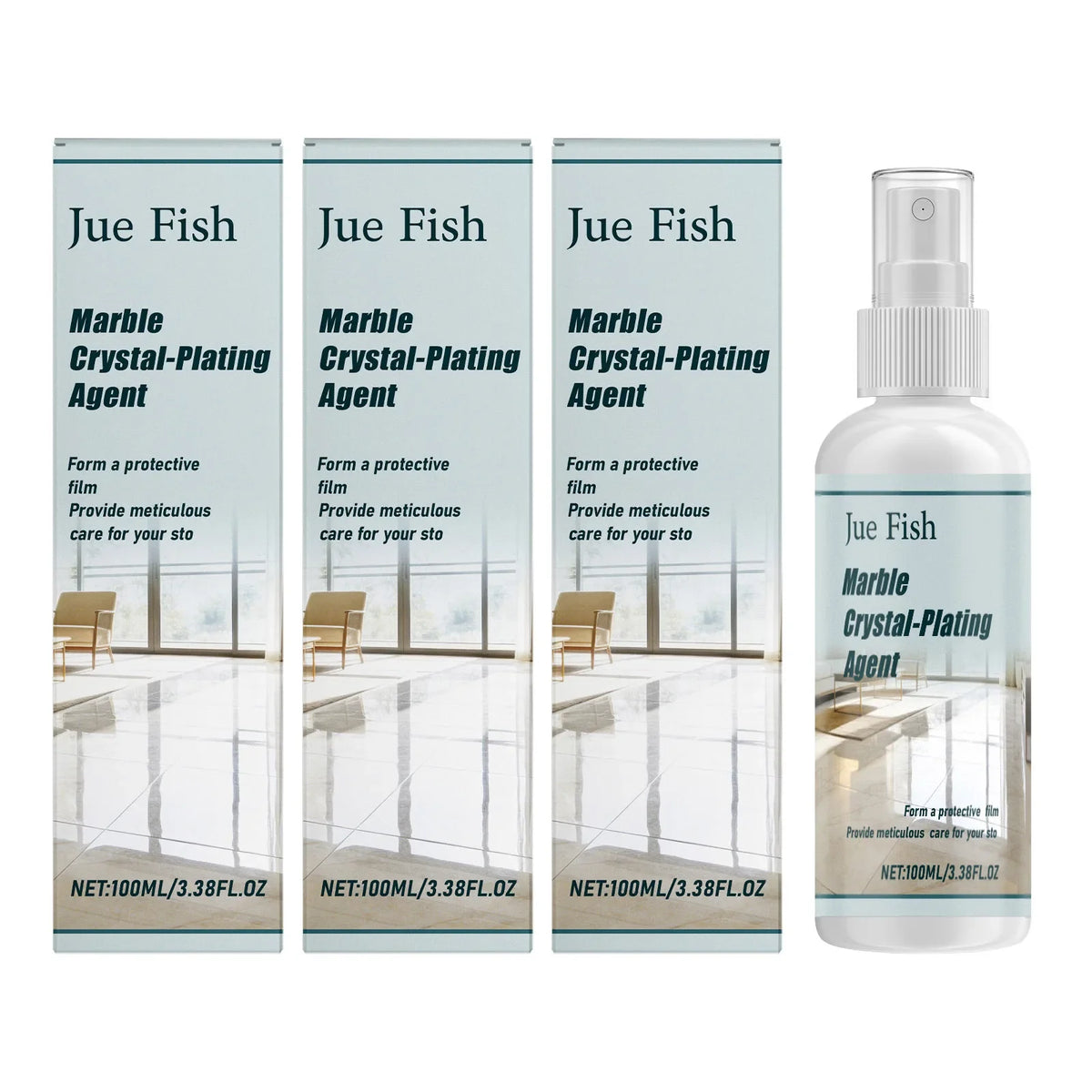 Marble Polishing & Plating Agent – Stone & Tile Gloss Enhancer Stone Surface Polish Qme 3 x 100ml Boxed