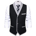 Men's Formal Lapel Waistcoat Set – Tie, Pocket Square & Cufflinks Formal Waistcoat Set Qme DPTH-MJDJ3410 M