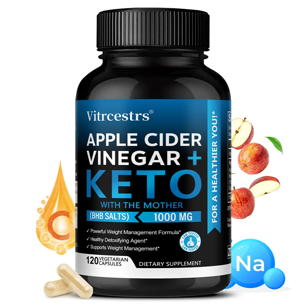 VITALXTRA Apple Cider Vinegar Keto Capsules | Non-GMO ACV Keto Supplement Qst