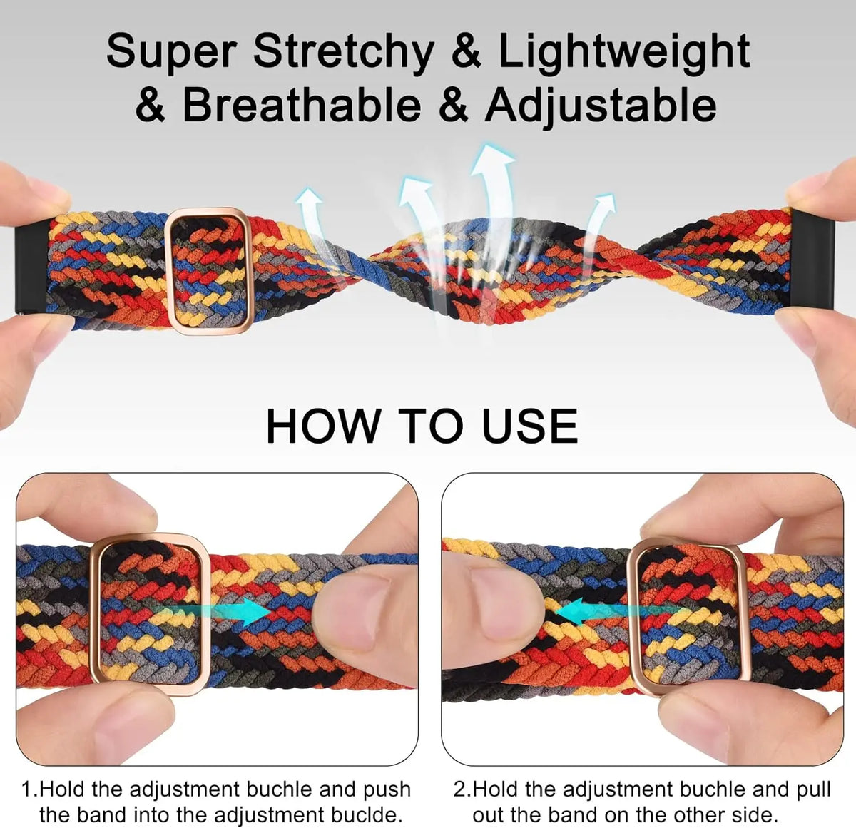 Elastic Nylon Braided Watch Band – Samsung Galaxy & Huawei Watch Band Qme