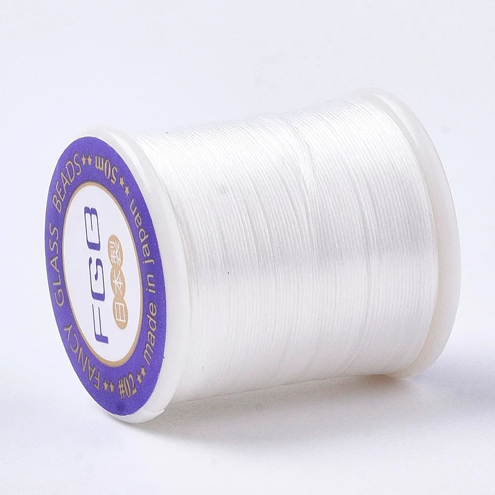 PandaHall 50m Nylon 66 Beading Thread – 0.1mm Multi-Color Beading Thread Qme White
