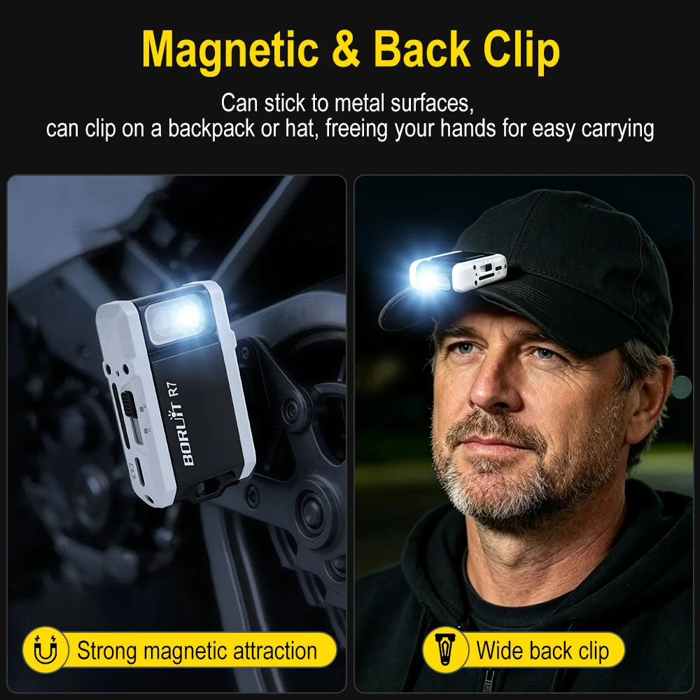 BORUiT R7 Mini EDC Keychain Flashlight 800LM RGB Type-C Rechargeable EDC Keychain Flashlight Qst