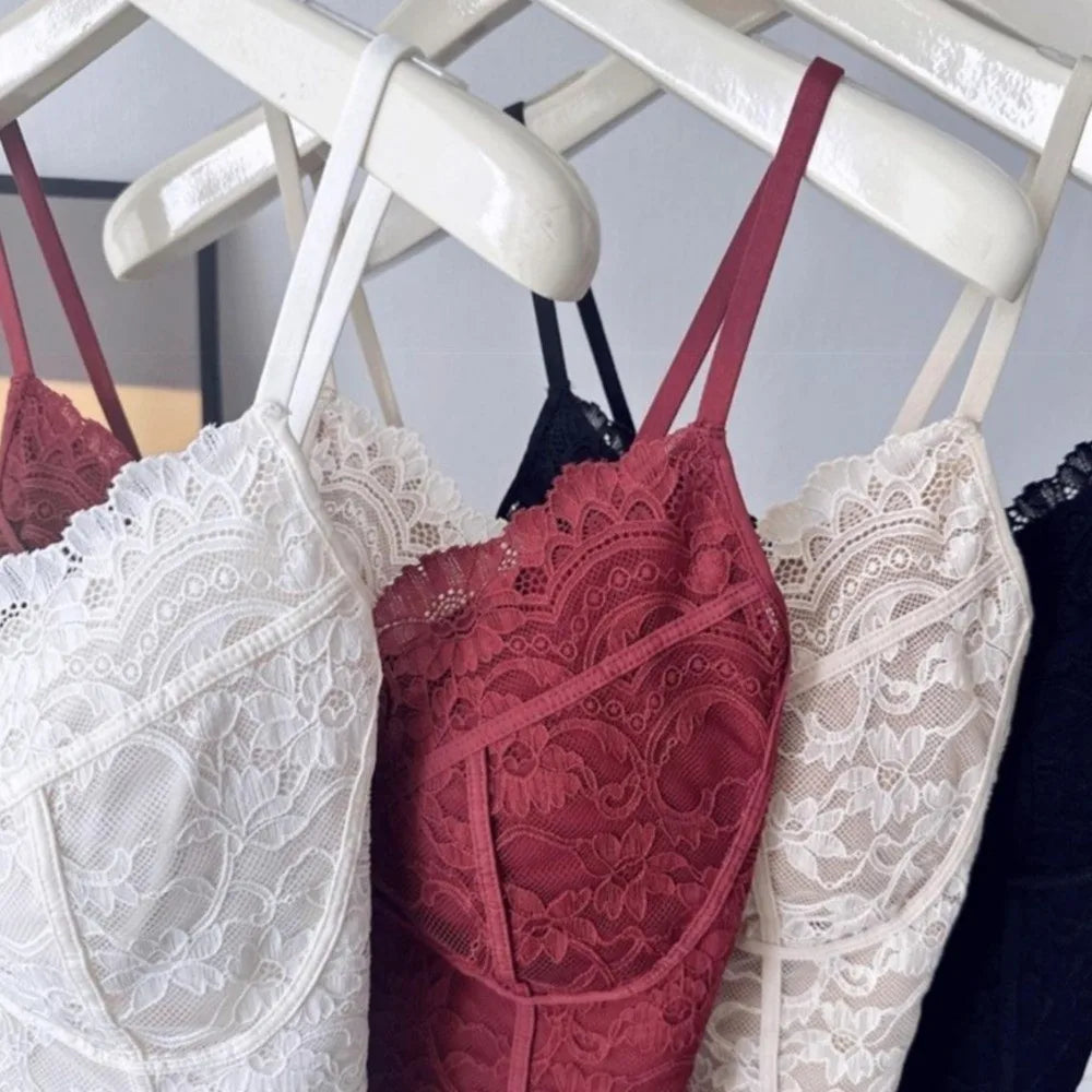 Mesh Floral Lace Crop Camisole – Slim Summer Vest for Women Lace Crop Camisole Qme