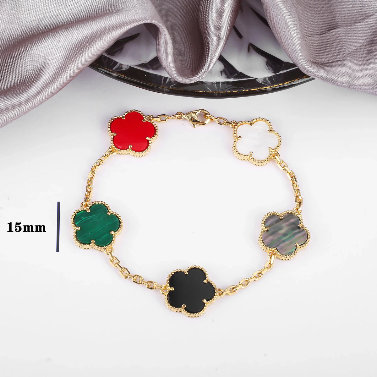 Natural Stone Five Leaf Flower Bracelet & Necklace Set Stone Jewelry Set Qme