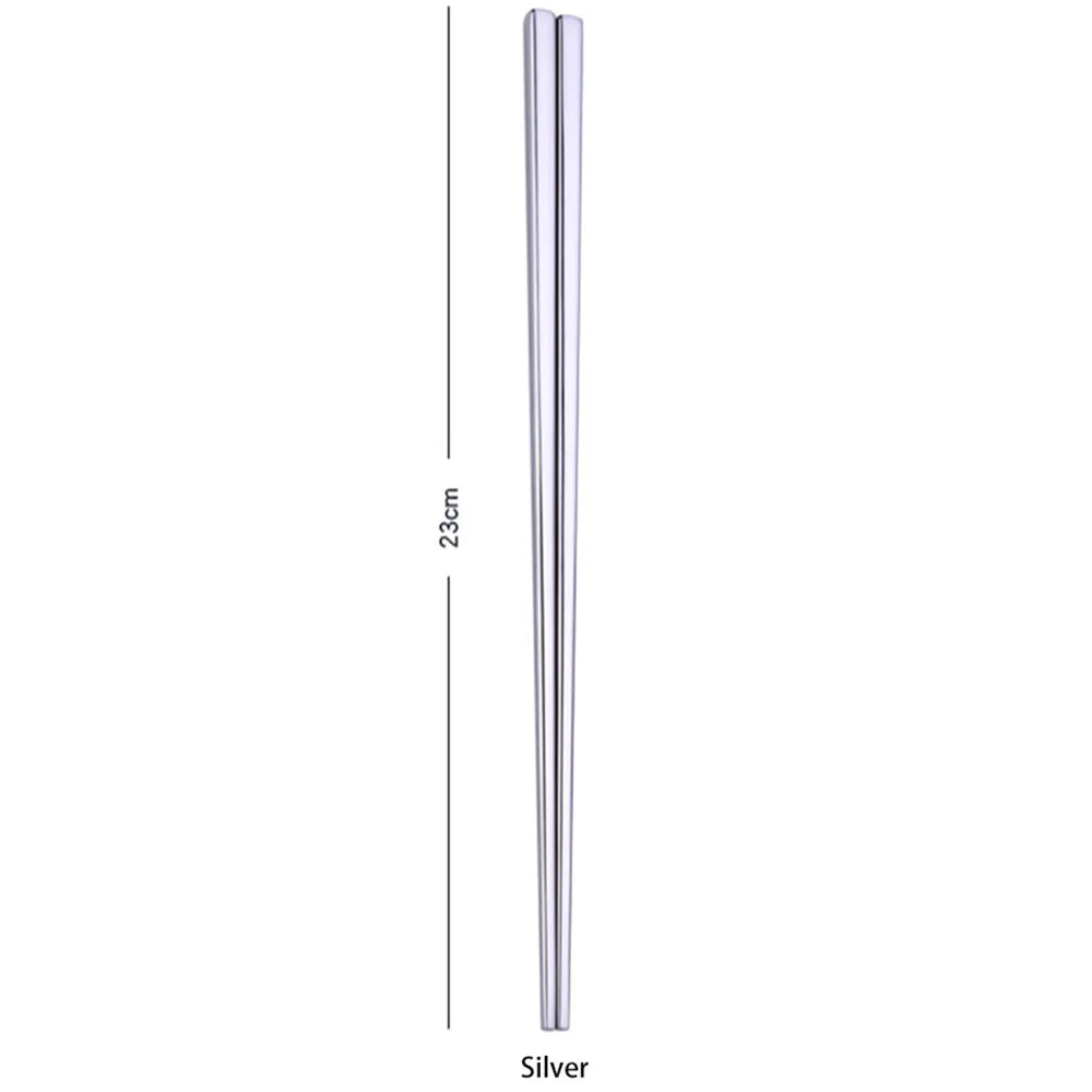 Stainless Steel Anti-Slip Chopsticks – Colorful, 23cm, 1 Pair Stainless Steel Chopsticks Qme Silver