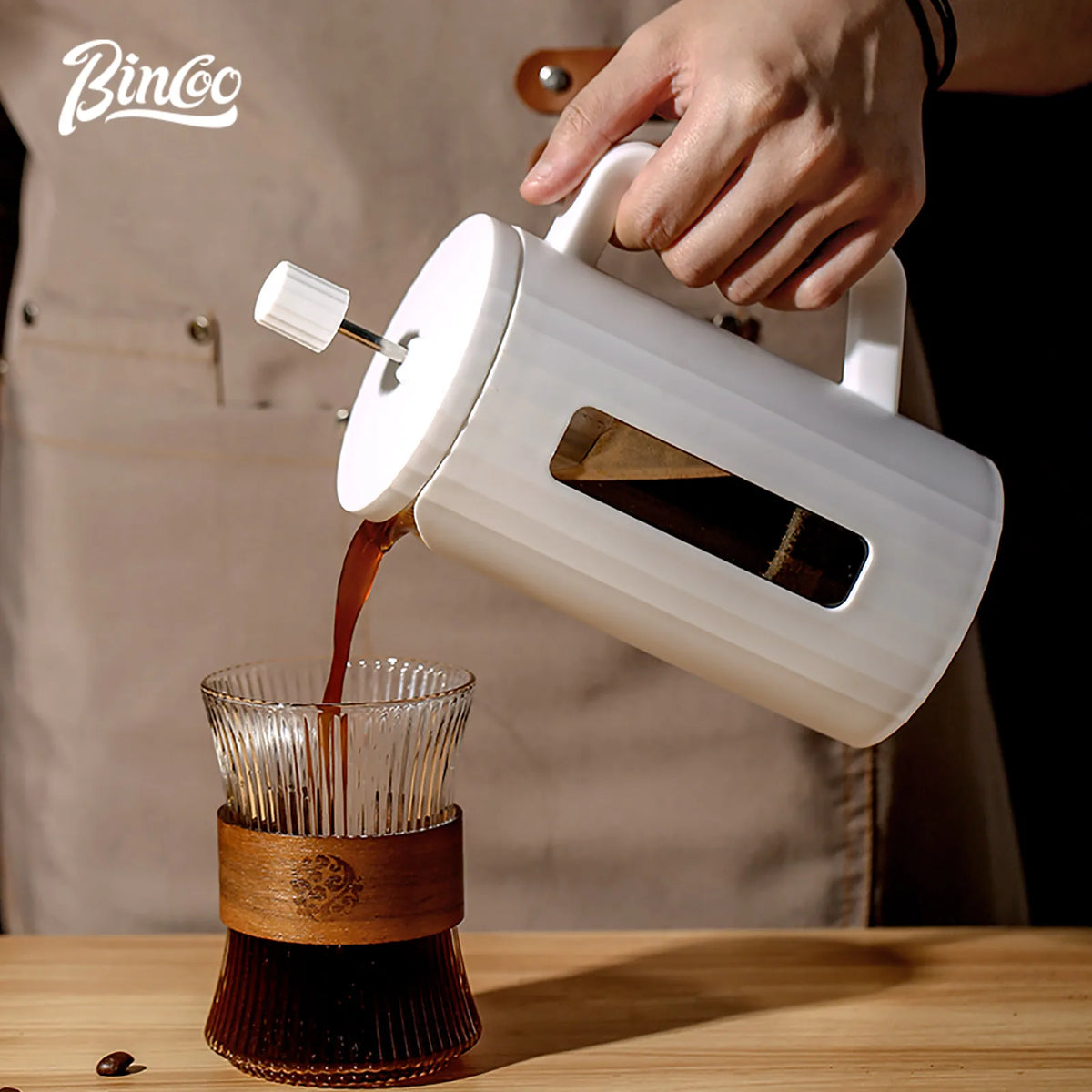 Bincoo 600ml French Press Coffee Maker – Borosilicate Glass French Press Coffee Maker Qst