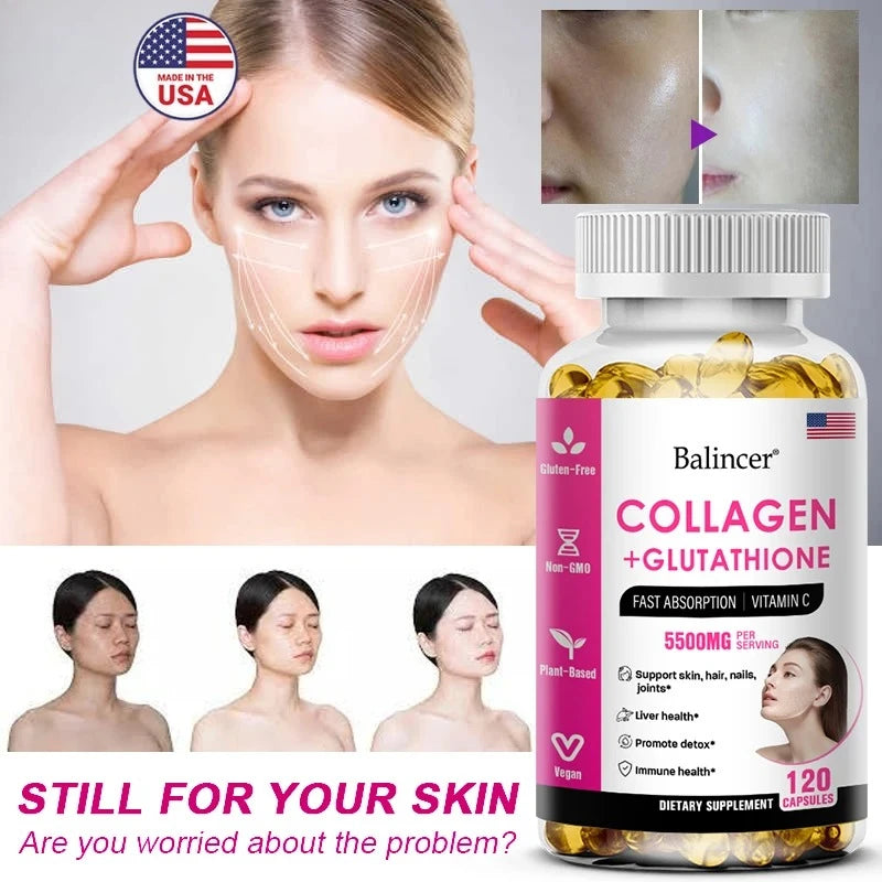 Glutathione Collagen Capsules – Antioxidant Skin Supplement Collagen Supplement Qst