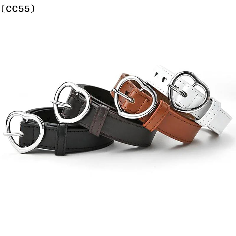 Skeleton Love Buckle Belt – Slim PU Leather Fashion Belt Fashion Belt Qst