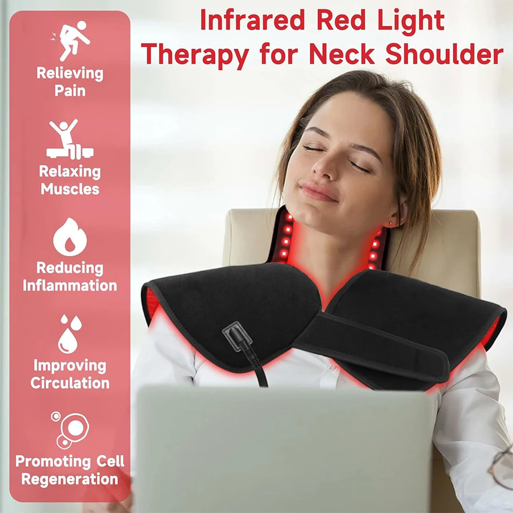 288 LED Red Light Therapy Pad – Neck & Shoulder Wrap 660nm 850nm Red Light Therapy Pad Qst