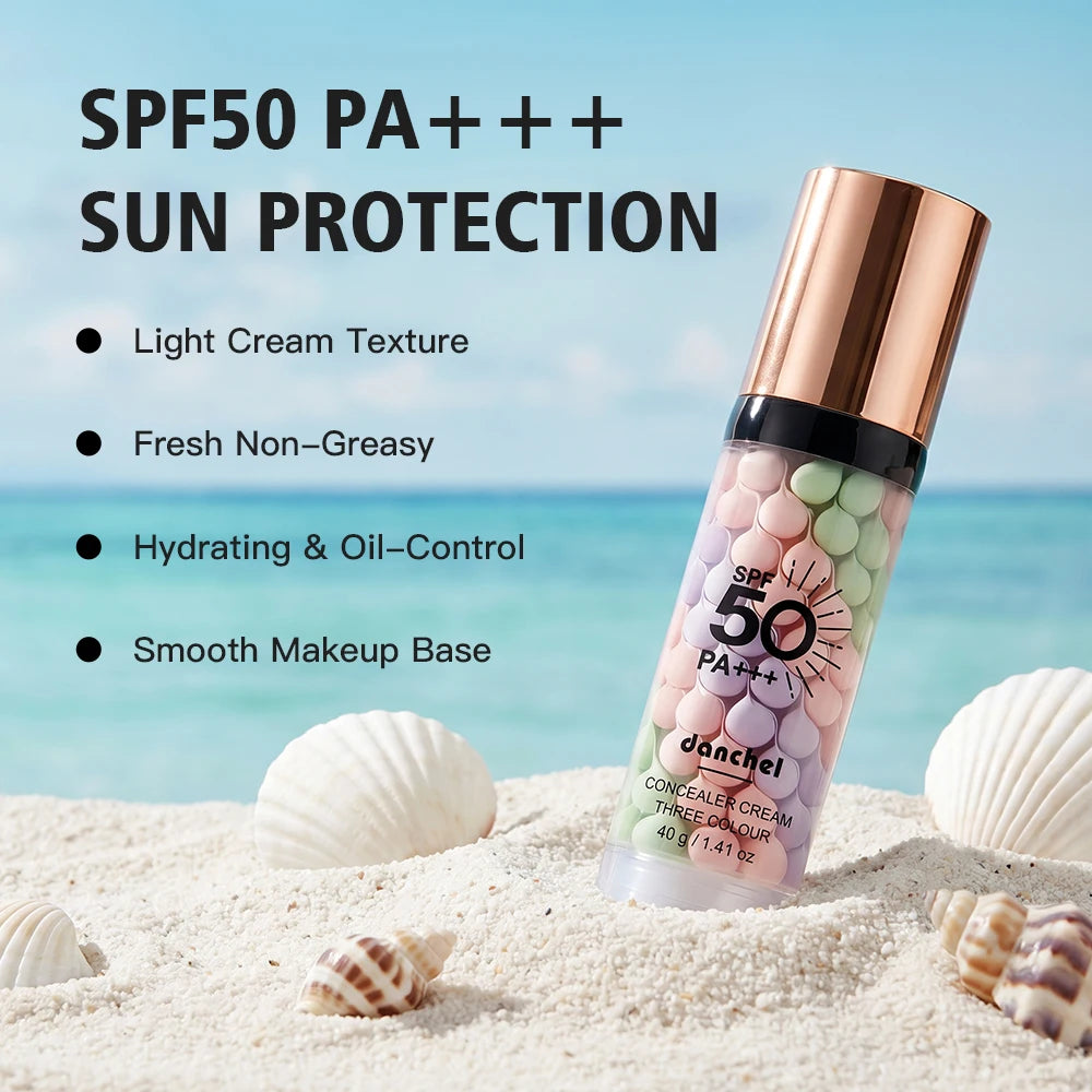 Tricolor 3-in-1 Correction Primer – Moisturizing Makeup Base Makeup Primer Qst