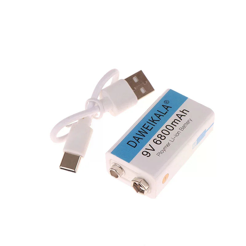 9V 6800mAh Li-ion Rechargeable Battery with USB Cable Rechargeable Battery Qme