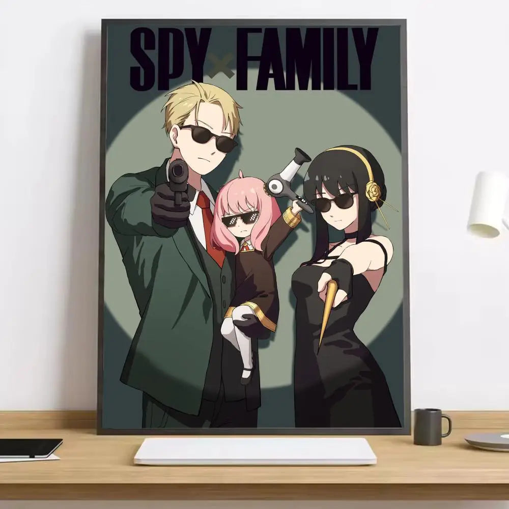 Spy x Family Anya HD Canvas Poster – Anime Wall Art Decor Anime Canvas Poster Qst Black22 50x70cm Unframed