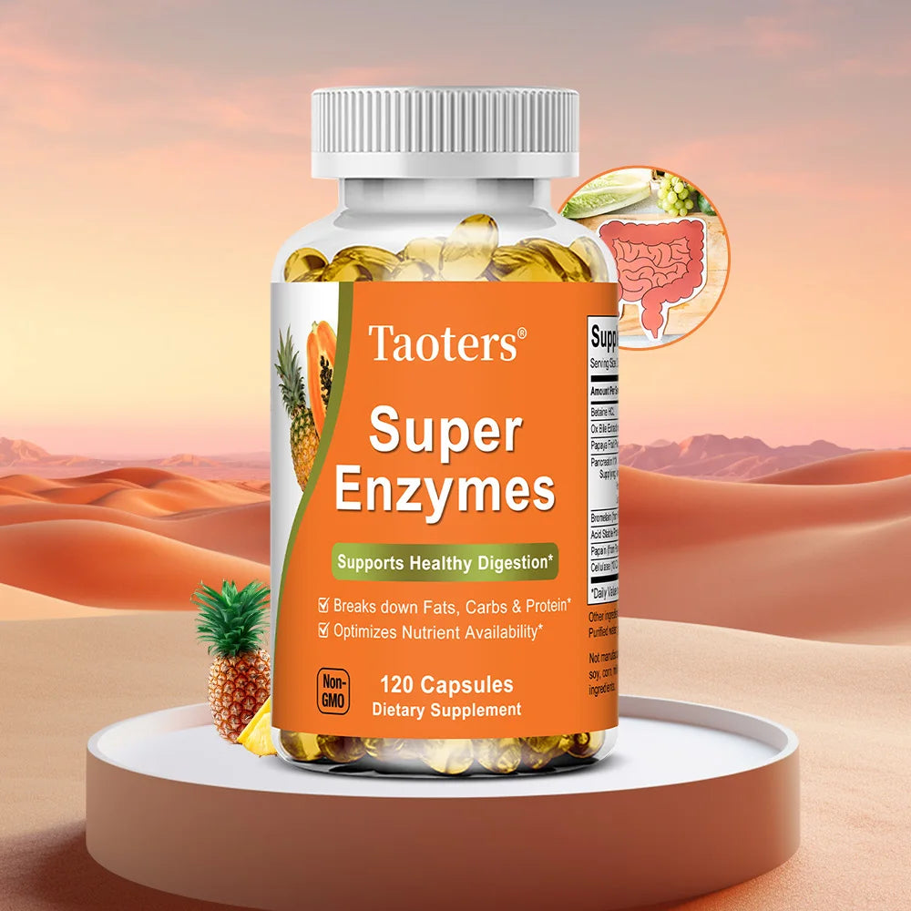 STRESSXCEL Super Enzymes 120 Caps – Bromelain, Ox Bile & Papain Digestive Enzyme Supplement Qst