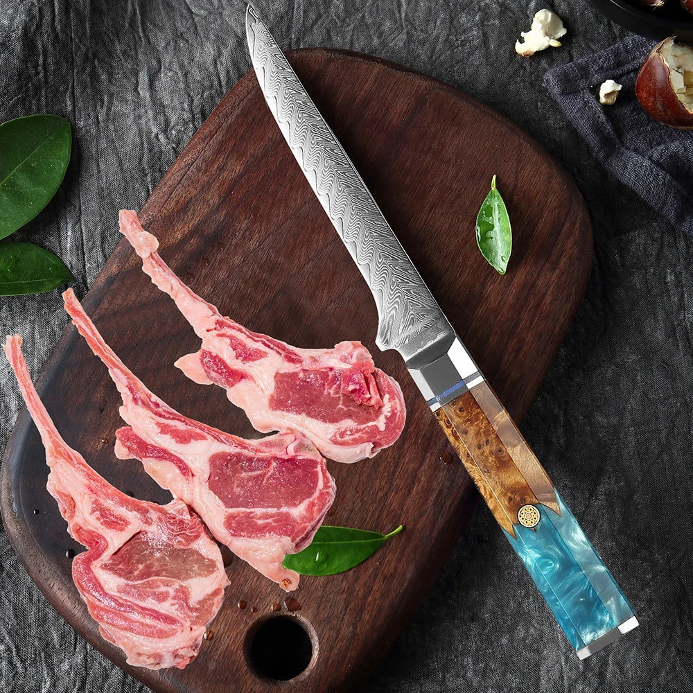 XITUO 5.5" Damascus Steel Fillet & Boning Knife – Full Tang Fillet Boning Knife Qst