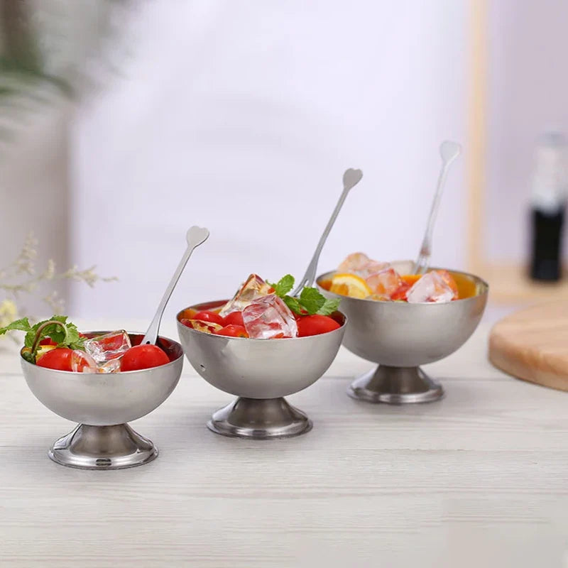Stainless Steel Ice Cream Cup & Dessert Bowl – S, M, L Stainless Steel Bowl Qme