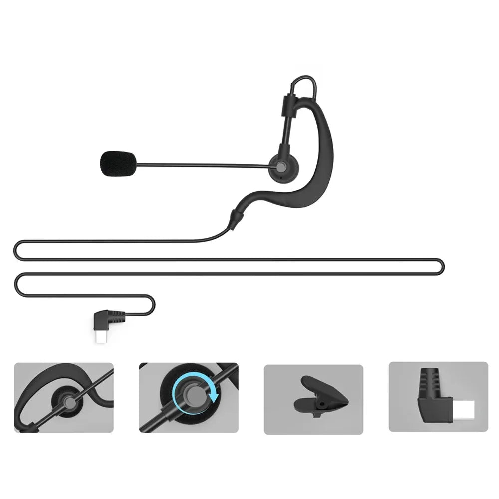 EJEAS V6C V4C Plus Referee Earhook Headset – Type-C Full Duplex Referee Intercom Headset Qst