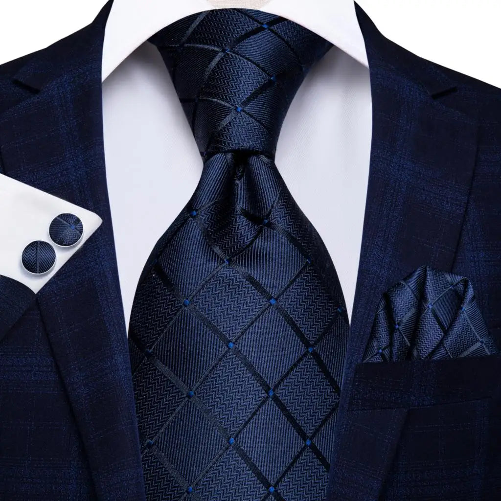 Jacquard Peacock Blue Wedding Tie, Hanky & Cufflinks Set