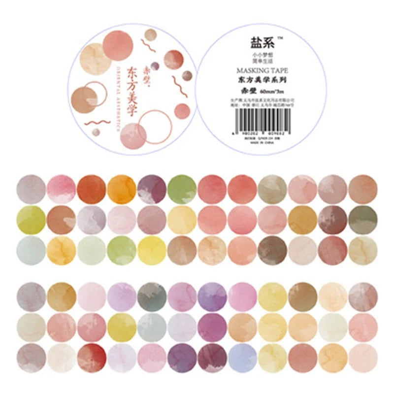 Watercolor Polka Dot Washi Sticker Roll for Junk Journaling Washi Sticker Roll Qme C