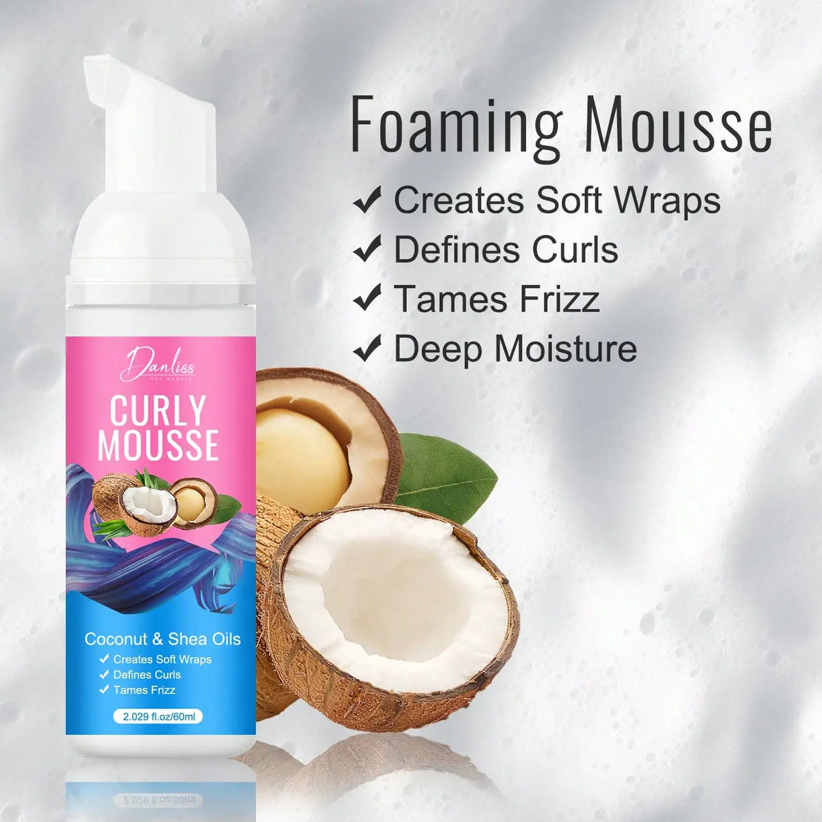 Lanemay Curl Mousse – Alcohol-Free, Defines & Moisturizes Curls Curl Enhancing Mousse Qst