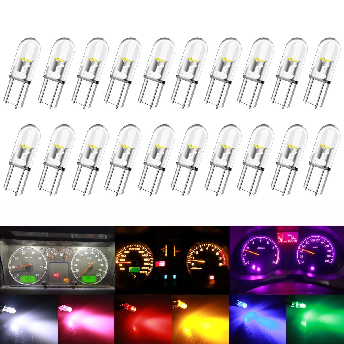 T5 W3W COB LED Dashboard Indicator Bulbs – 10 or 20 Pack LED Dashboard Bulb Qme