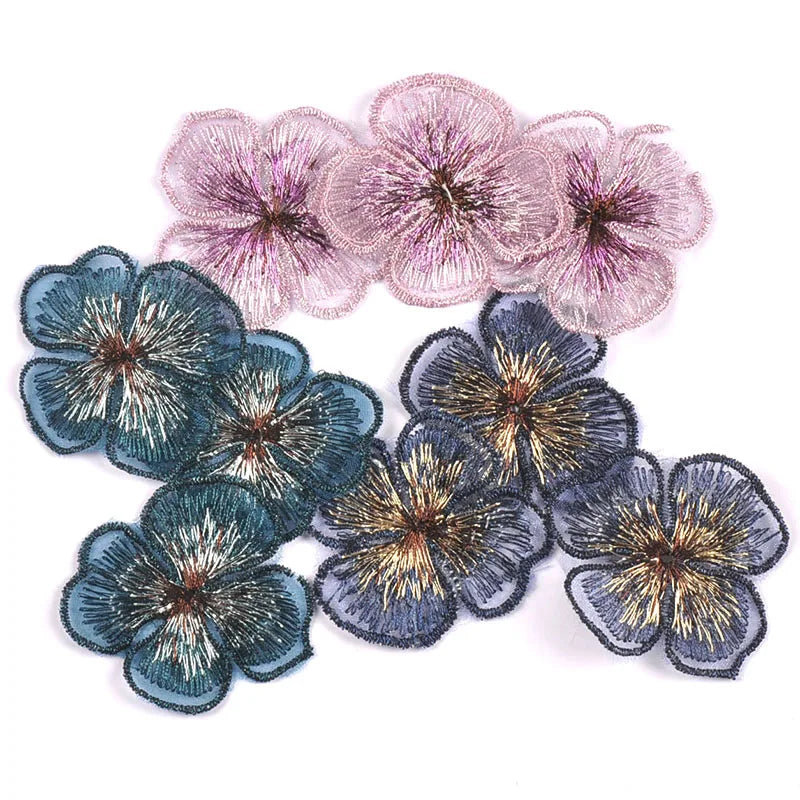 Flower Lace Embroidery Mesh Appliqués – 20pc Sewing Patches Embroidery Appliqué Patches Qme