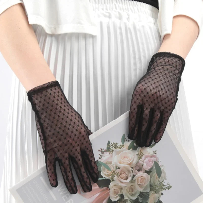 Women's Vintage Sheer Lace Gloves | UV Protection Driving Lace Fashion Gloves Qme