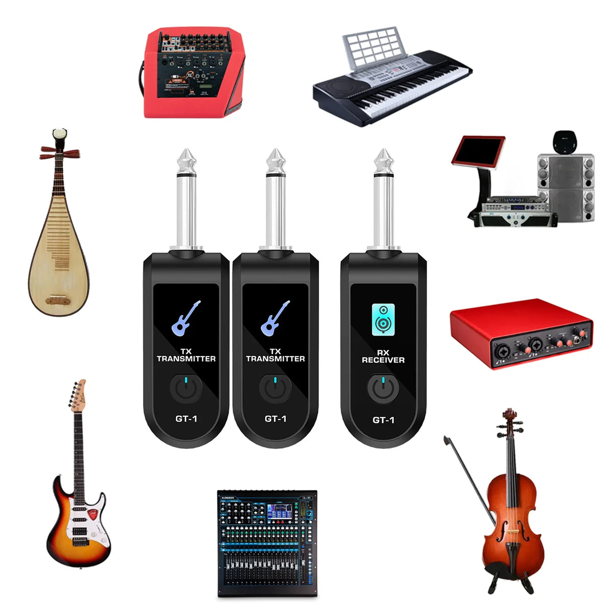 Wireless Guitar Transmitter & Receiver | 2.4G HD Audio | Qme Wireless Guitar System Qme