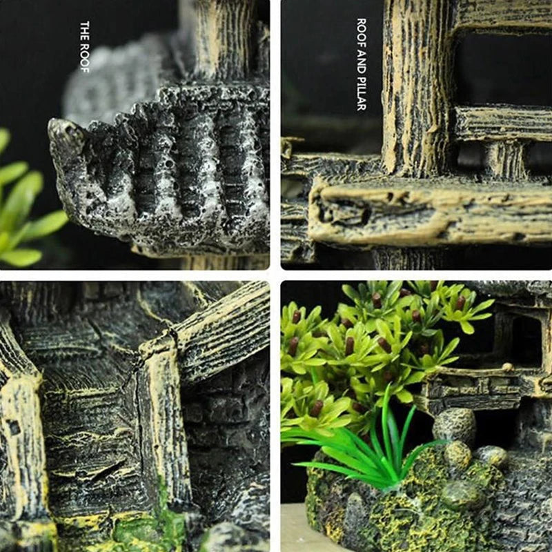 Resin House Aquarium Ornament – Fish Tank Landscape Decor Aquarium Ornament Qst