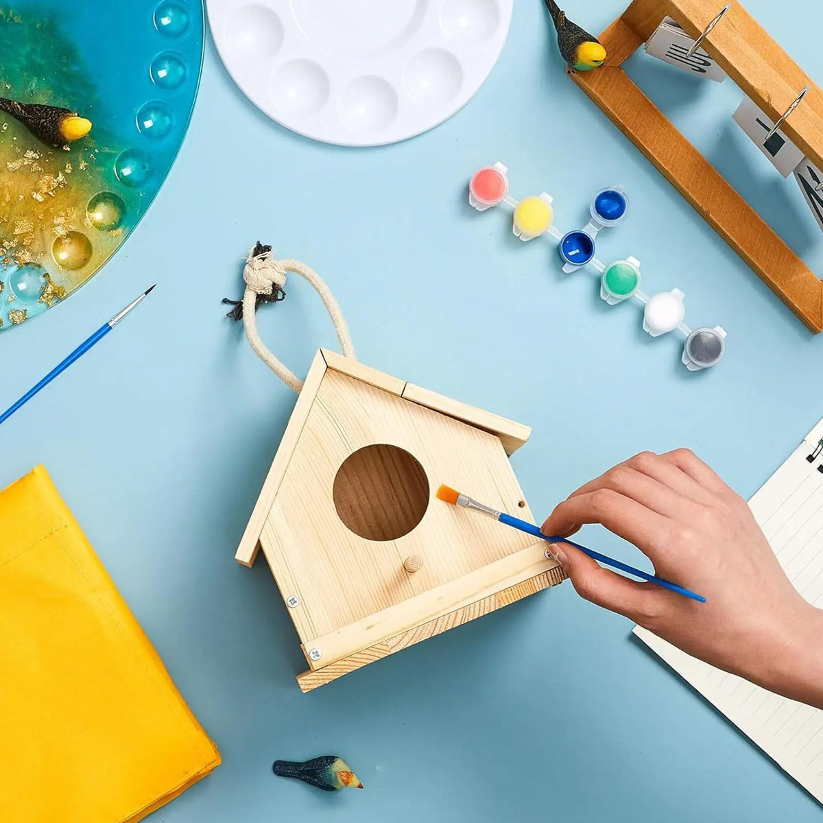 Wooden Birdhouse Building & Painting Kit – DIY Educational DIY Craft Kit Qme
