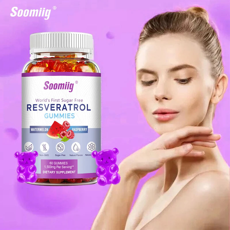 Soomiig Resveratrol Gummies 1500mg – Antioxidant & Skin Support Resveratrol Supplement Qst