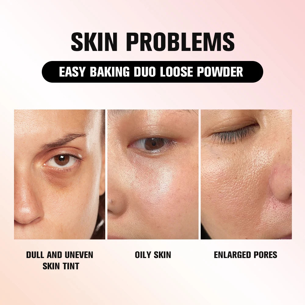 Dual Color Baking Loose Setting Powder – Matte Oil Control Setting Face Powder Qst