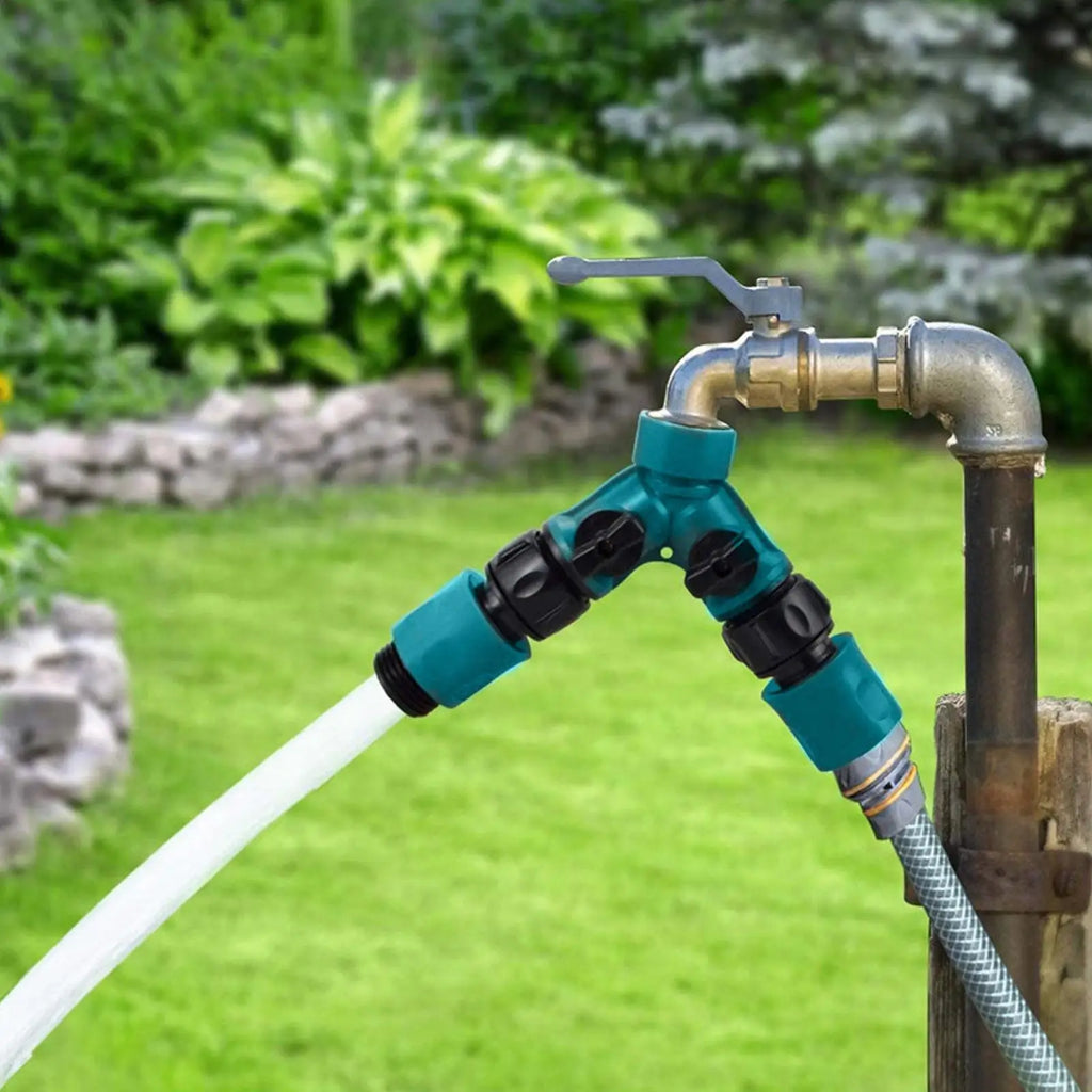 2-Way Garden Hose Splitter with Quick-Connect Fittings Garden Hose Splitter Qme