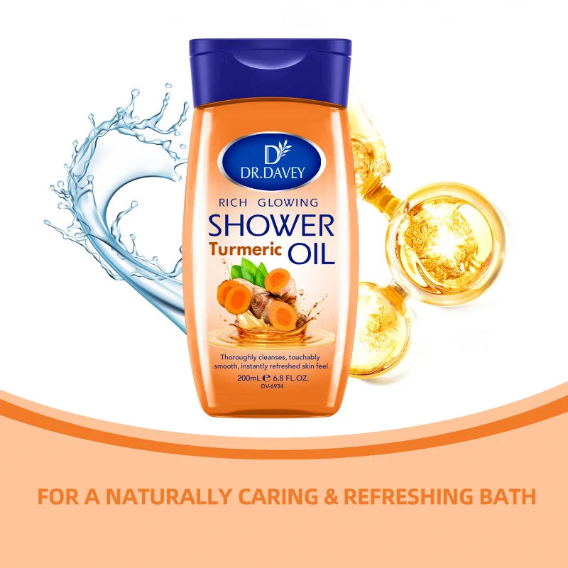 DR.DAVEY 200ml Turmeric Shower Oil – Moisturizing Body Wash Shower Oil Qst