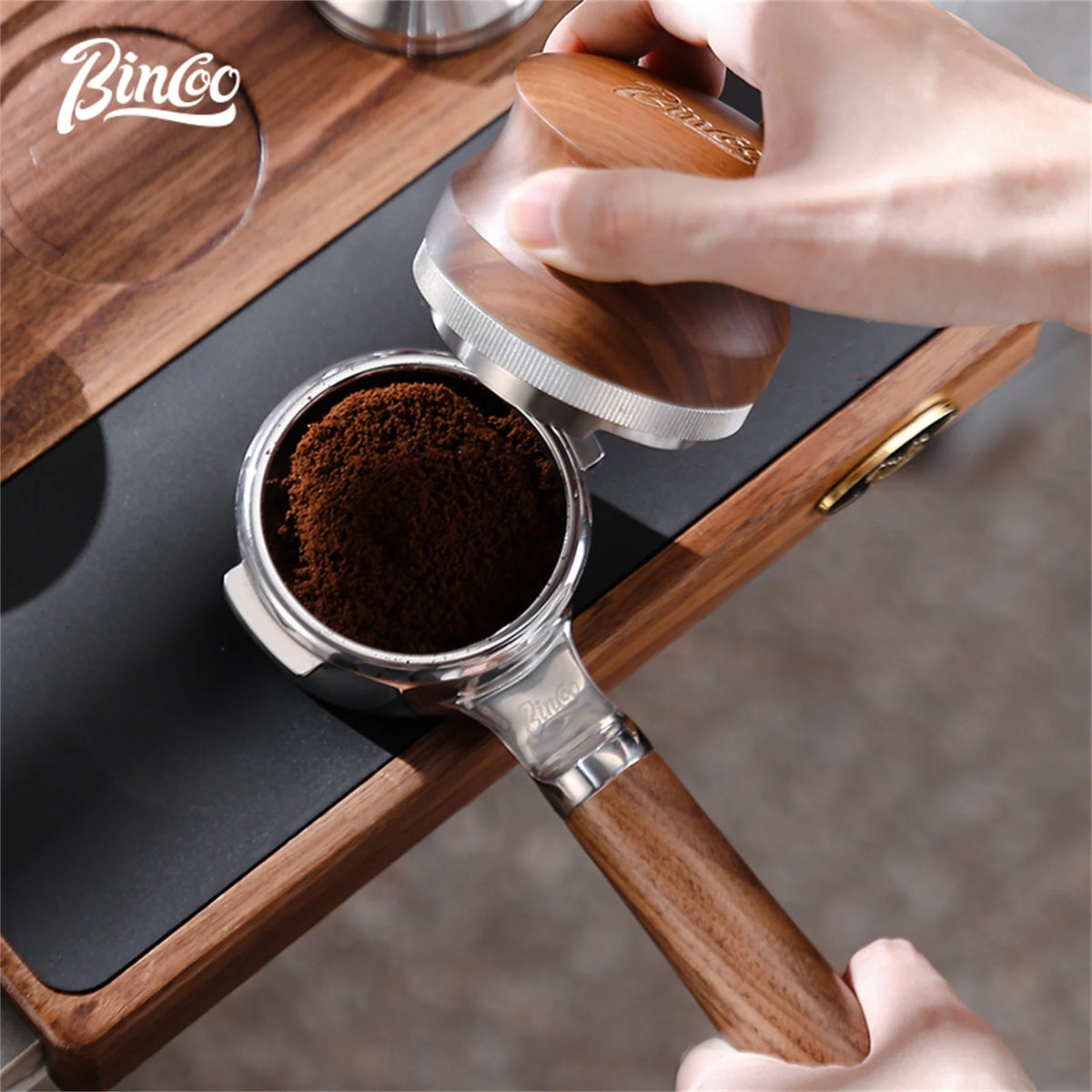Bincoo 58mm Walnut Bottomless Portafilter for Espresso Bottomless Portafilter Qst