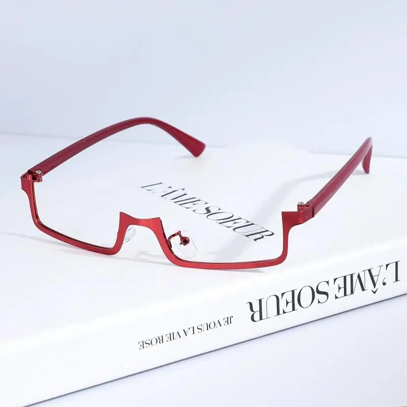 Y2K Anime Half-Frame Glasses – Square Cosplay Eyeglasses Decorative Eyeglasses Qst A