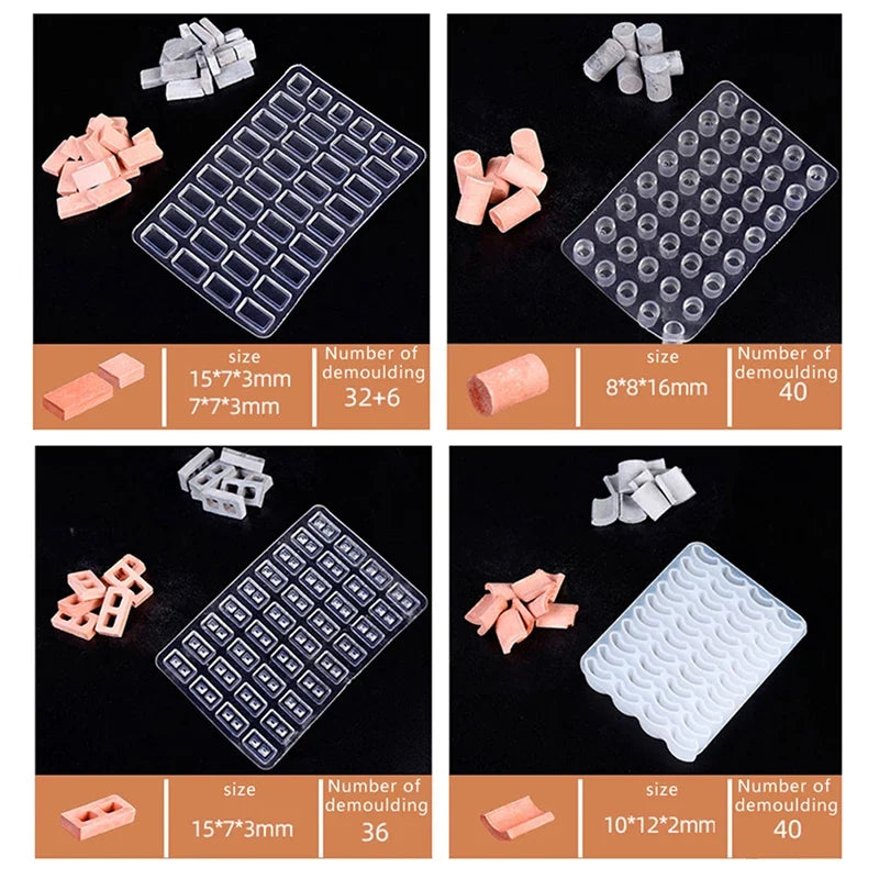 Mini Brick Silicone Mold – DIY Cement Sand Table Model Silicone Craft Mold Qme