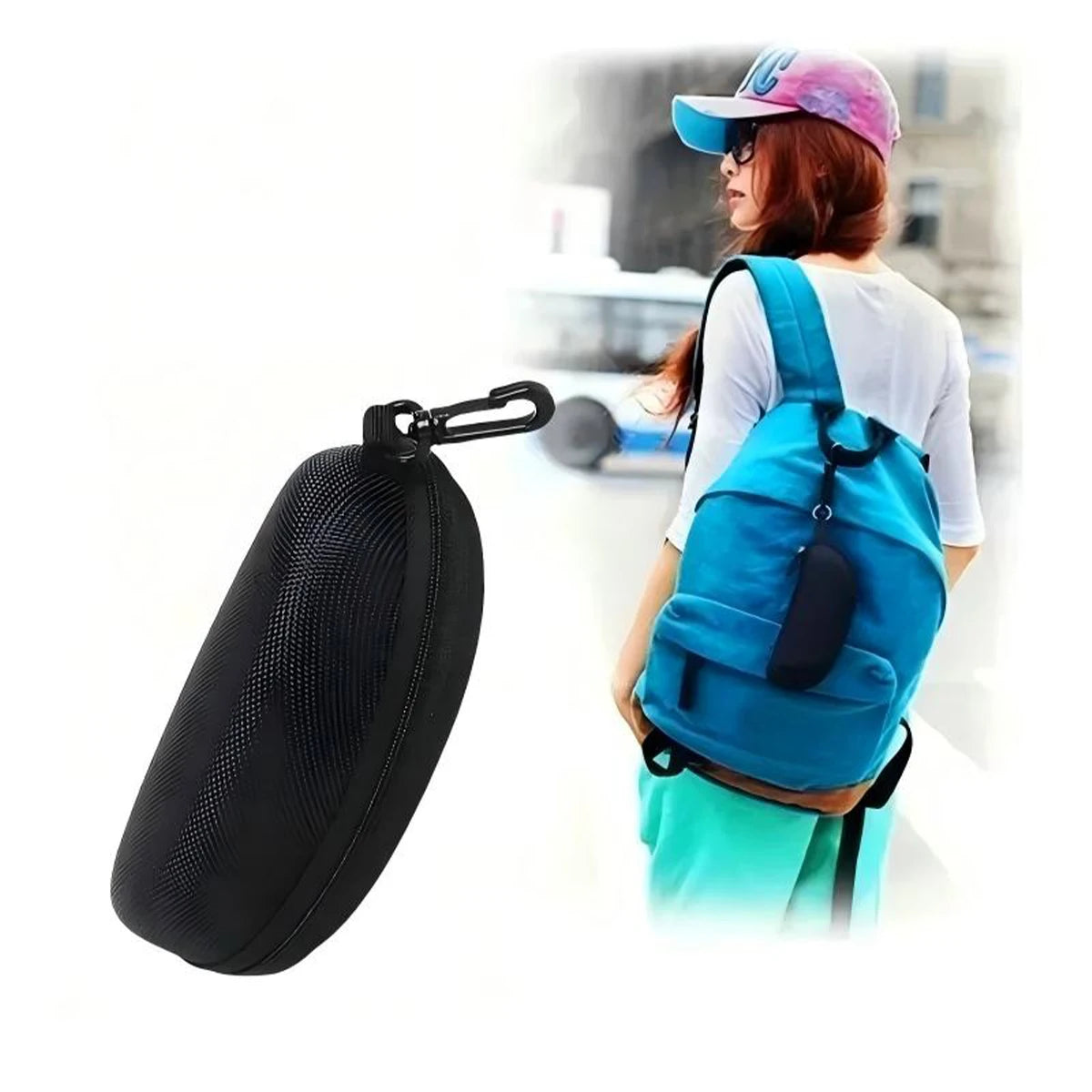 VOPHA Zipper Sunglasses Case with Hook – Portable EVA Travel Eyeglass Case Qst