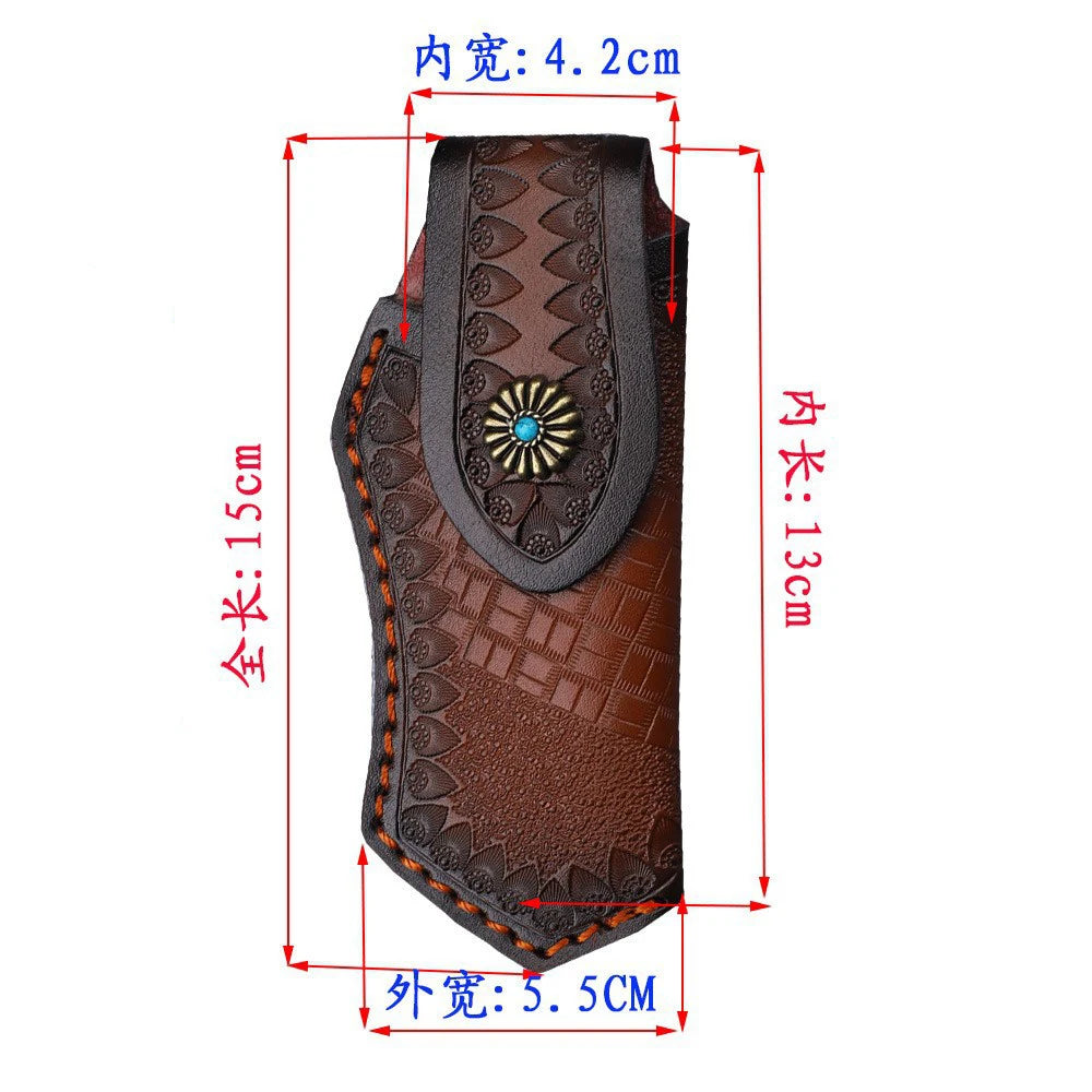 Handmade Carved Cowhide Knife Sheath – Outdoor Leather Cover Knife Sheath Qst 1 pcs