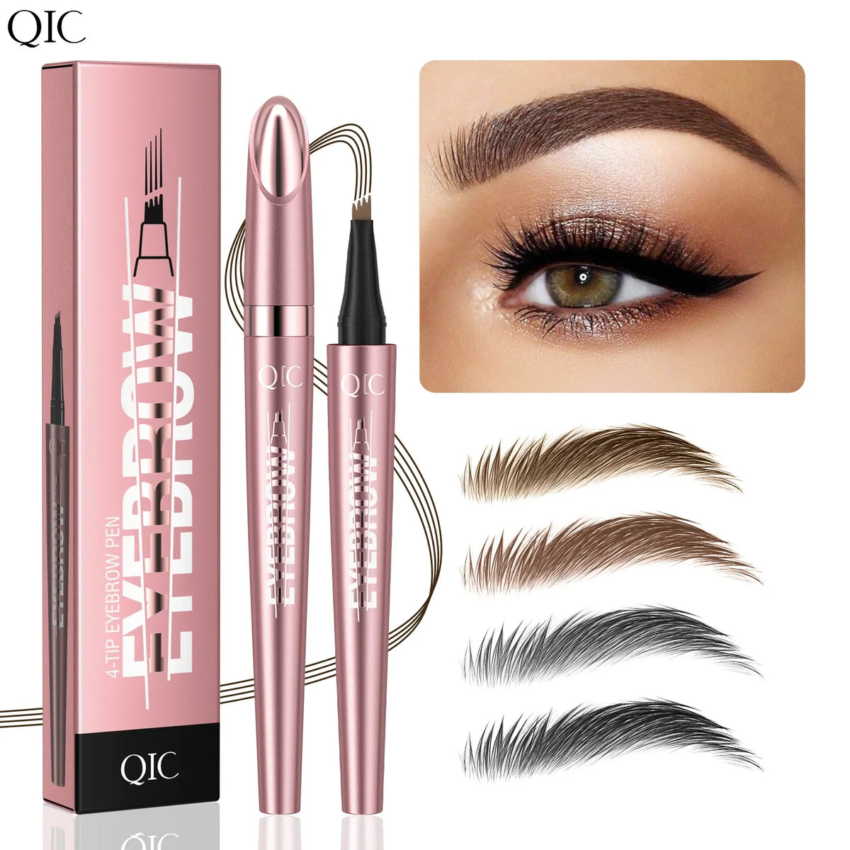 4 Fork Tip 3D Microblading Eyebrow Pencil – Waterproof Dark Brown Microblading Eyebrow Pencil Qme