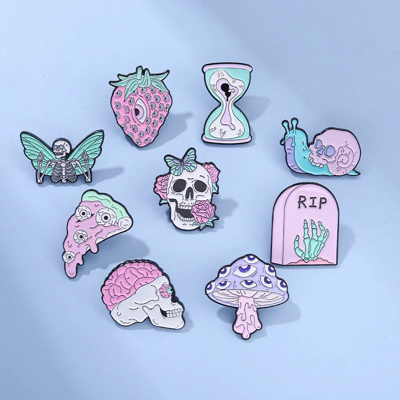 Purple Skeleton Enamel Pin – Punk Gothic Butterfly Lapel Badge Enamel Lapel Pin Qme