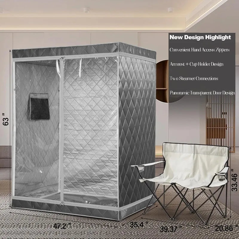 1-2 Person Portable Steam Sauna Tent with 4L Steamer – Home Spa Steam Sauna Tent Qst