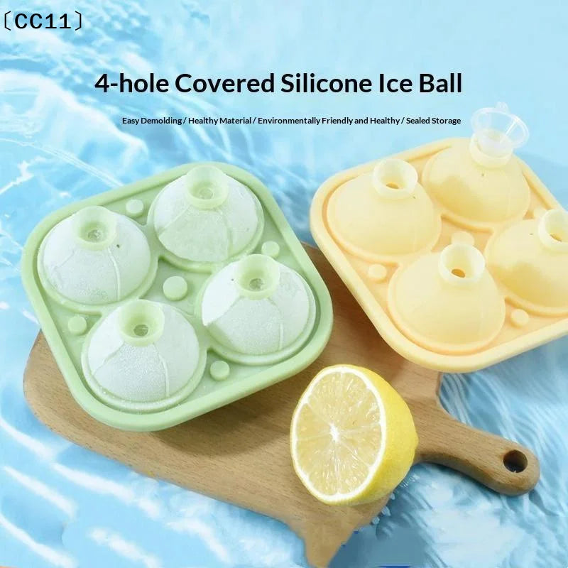 Large Round Sphere Silicone Ice Ball Mold Tray – 4 Holes Silicone Ice Ball Mold Qme