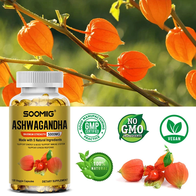Organic Ashwagandha Capsules – NON-GMO Vegan Supplement Herbal Supplement Qst