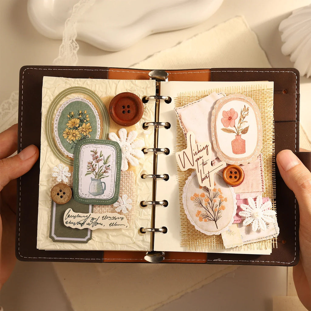 Floral Envelope Sealing Stickers – 45 Sheets DIY Kraft Paper Decorative Craft Stickers Qme